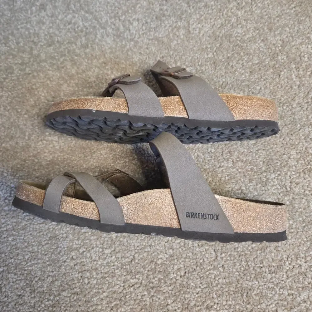 birkenstock mayari leather toe strap sandal Birkibuc Stone Sandals cork bed 39 - Picture 6 of 6